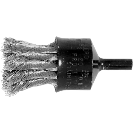 1 Knot Wire End Brush - Flared Cup - .010 SS Wire, 1/4 Shank